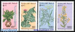 Palestinian Terr. 1998 Medical Plants 4v, Mint NH, Health - Nature - Health - Flowers & Plants - Palestine
