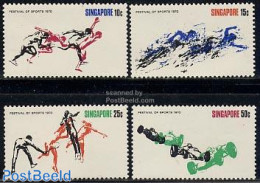 Singapore 1970 Sports 4v, Mint NH, Sport - Transport - Autosports - Sport (other And Mixed) - Swimming - Automobiles - Zwemmen