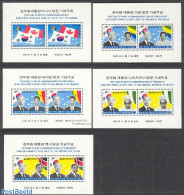 Korea, South 1982 Presidential Travels 5 S/s, Mint NH, History - Flags - Politicians - Korea, South