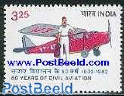 India 1982 Civil Aviation Jubilee 1v, Mint NH, Transport - Aircraft & Aviation - Neufs