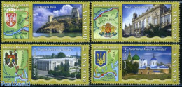 Romania 2010 Danube 4v+tabs, Mint NH, History - Religion - Various - Coat Of Arms - Churches, Temples, Mosques, Synago.. - Neufs