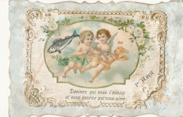 1 Er  AVRIL / ANGES / ANGELOTS / Devinez Qui Vous L'envoie  / Carte Gauffrée  ** - Bizarre