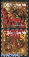 Gibraltar 2013 Year Of The Snake 2v, Mint NH, Nature - Various - Snakes - New Year - Año Nuevo