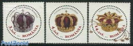 Romania 2013 Crowns 3v, Mint NH, History - Various - Kings & Queens (Royalty) - Round-shaped Stamps - Nuovi