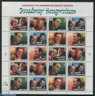 United States Of America 1999 Broadway Songwriters M/s, Mint NH, Performance Art - Music - Unused Stamps