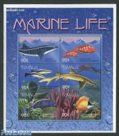 Tuvalu 2000 Marine Life 6v M/s, Mint NH, Nature - Fish - Sharks - Vissen