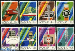 Rwanda 1984 World Communication Year 8v, Mint NH, Nature - Science - Transport - Gardens - Int. Communication Year 198.. - Telekom