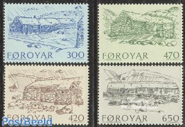 Faroe Islands 1987 Farm Houses 4v, Mint NH, Various - Agriculture - Art - Architecture - Agricultura