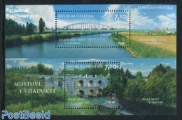 Croatia 2013 Bridges S/s, Mint NH, Transport - Railways - Art - Bridges And Tunnels - Trains