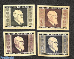 Austria 1946 Karl Renner 4v, Imperforated On Yellow Thick Paper, Mint NH - Unused Stamps