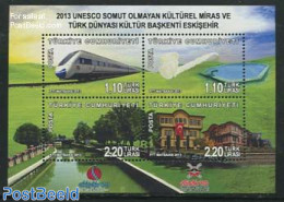 Türkiye 2013 Eskisehir Cultural Capital S/s, Mint NH, History - Transport - Unesco - Railways - Sonstige & Ohne Zuordnung