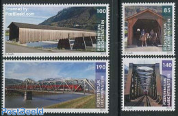 Liechtenstein 2013 Bridges 4v , Mint NH, Nature - Transport - Horses - Railways - Art - Bridges And Tunnels - Neufs