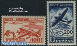 Fezzan 1948 Airmail 2v, Mint NH, Transport - Aircraft & Aviation - Unused Stamps
