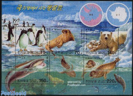 Korea, North 2003 Arctic Animals 6v M/s, Mint NH, Nature - Science - Various - Animals (others & Mixed) - Bears - Peng.. - Geography