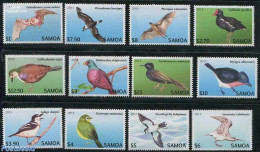 Samoa 2013 Definitives, Endangered Birds & Bats 12v, Mint NH, Nature - Bats - Birds - Samoa (Staat)