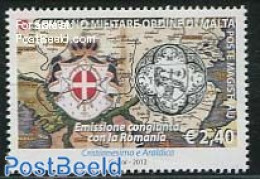 Sovereign Order Of Malta 2012 Christendom & Heraldry 1v, Joint Issue Romania, Mint NH, History - Various - Coat Of Arm.. - Emisiones Comunes