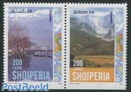 Albania 2004 Europa 2v From Booklet (top Or Bottom Imperforated), Mint NH, History - Sport - Europa (cept) - Mountains.. - Arrampicata