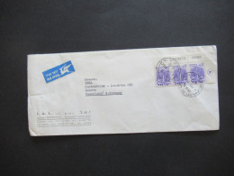 Israel 1965 Marken Als Eckrand 3er Streifen! Bogenbedruckung! Par Avion Luftpost Auslandsbrief Tel Aviv - Menden Sauerla - Covers & Documents