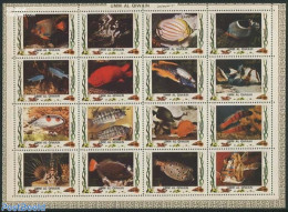 Umm Al-Quwain 1972 Tropical Fish 16v M/s, Mint NH, Nature - Fish - Peces