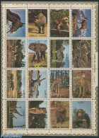 Umm Al-Quwain 1972 Animals 16v M/s, Mint NH, Nature - Animals (others & Mixed) - Cat Family - Crocodiles - Elephants -.. - Umm Al-Qiwain
