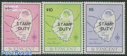 Saint Vincent 1979 Parcel Stamps 3v, Mint NH, Various - Maps - Geographie