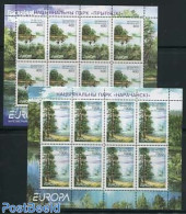 Belarus 2001 Europa, Water 2 M/ss, Mint NH, History - Nature - Europa (cept) - Birds - Water, Dams & Falls - Bielorussia