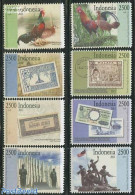 Indonesia 2011 Indonesia-Malaysia Joint Issue 8v, Mint NH, Nature - Various - Birds - Stamps On Stamps - Joint Issues .. - Postzegels Op Postzegels
