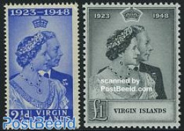 Virgin Islands 1949 Silver Wedding 2v, Mint NH, History - Kings & Queens (Royalty) - Familias Reales
