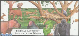 Guyana 2001 Rainforest Animals 8v M/s, Mint NH, Nature - Animals (others & Mixed) - Cat Family - Elephants - Hippopota.. - Guyane (1966-...)