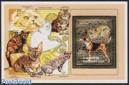 Guyana 1993 Dogs & Cats S/s, Gold, Mint NH, Nature - Cats - Dogs - Guyana (1966-...)