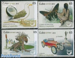Cuba 2013 UPAEP, Myths & Legends 4v, Mint NH, Nature - Transport - Birds - Butterflies - U.P.A.E. - Automobiles - Art .. - Ongebruikt