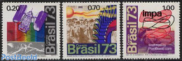 Brazil 1973 Science 3v, Mint NH, Science - Transport - Education - Space Exploration - Unused Stamps