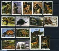 Umm Al-Quwain 1972 Animals 16v, Mint NH, Nature - Animals (others & Mixed) - Bears - Camels - Deer - Umm Al-Qiwain