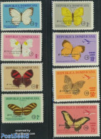 Dominican Republic 1966 Cyclone Victims 8v, Mint NH, Nature - Science - Butterflies - Meteorology - Klimaat & Meteorologie