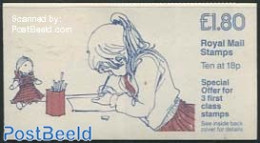 Great Britain 1987 Definitives Booklet, Girl Drawing Design, Selvedge At Left, Mint NH, Various - Stamp Booklets - Toy.. - Unused Stamps