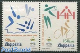Albania 2013 Mediterranian Games 2v [:], Mint NH, Sport - Cycling - Sport (other And Mixed) - Swimming - Weightlifting - Cyclisme