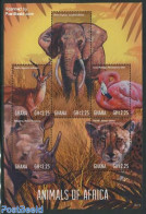 Ghana 2013 Animals 5v M/s, Mint NH, Nature - Animals (others & Mixed) - Birds - Cat Family - Elephants - Rhinoceros - Other & Unclassified