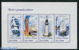 Sao Tome/Principe 2013 Ships & Lighthouses 4v M/s, Mint NH, Transport - Various - Ships And Boats - Lighthouses & Safe.. - Ships