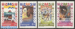 Faroe Islands 1994 Brusajokil 4v, Mint NH, Nature - Performance Art - Transport - Cats - Music - Ships And Boats - Art.. - Music