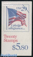 United States Of America 1992 Flag Booklet (with 20 Stamps), Mint NH, History - Flags - Stamp Booklets - Nuovi