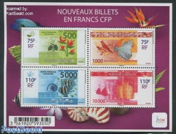 New Caledonia 2014 New Banknotes 4v M/s, Mint NH, Nature - Various - Birds - Fish - Money On Stamps - Neufs