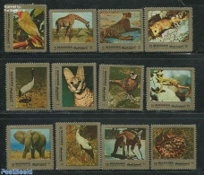 Manama 1972 Animals 12v, Mint NH, Nature - Animals (others & Mixed) - Birds - Cat Family - Elephants - Frogs & Toads -.. - Manama