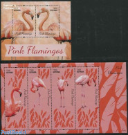 Guyana 2014 Pink Flamingos 2 S/s, Mint NH, Nature - Birds - Guyane (1966-...)