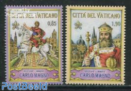 Vatican 2014 Charlemagne 2v, Mint NH, History - Nature - History - Kings & Queens (Royalty) - Horses - Nuovi