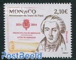 Monaco 2014 Trearty Of Paris 1714 1v, Mint NH, History - History - Ungebraucht