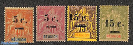 Reunion 1901 Overprints 4v, Unused (hinged) - Other & Unclassified