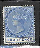 Saint Kitts/Nevis 1870 4p, Blue, WM Crown-CC, Stamp Out Of Set, Unused (hinged) - Other & Unclassified