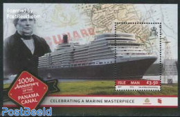 Isle Of Man 2014 100 Years Panama Canal S/s, Mint NH, Transport - Various - Ships And Boats - Maps - Ships