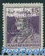 Hungary 1919 Debrecen, Romanian Occ, 15f, Black Overprint, Unused (hinged) - Ungebraucht