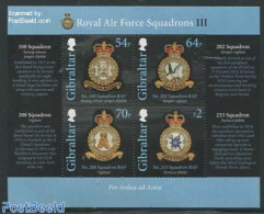 Gibraltar 2014 Royal Airforce Squadrons 4v M/s, Mint NH, History - Nature - Transport - Coat Of Arms - Birds - Aircraf.. - Avions